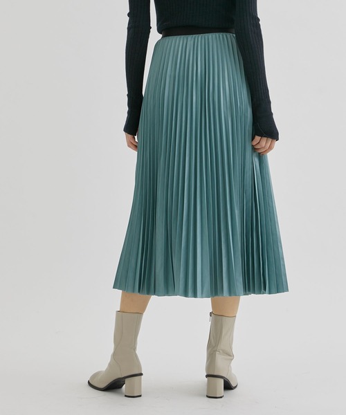 08sircus/ゼロハチサーカス】Metal finish pleated skirt/メタル
