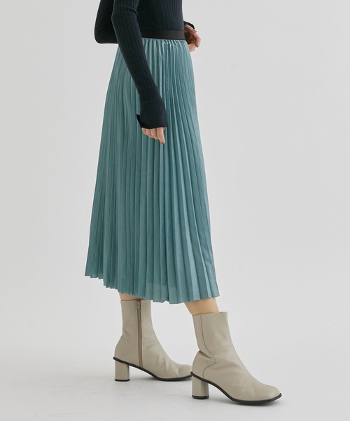 スカート 877 08sircus/ゼロハチサーカス】Metal finish pleated skirt/メタル