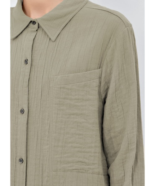 STYLE DELI（スタイルデリ）の「リラックスワッシャーガーゼシャツワンピース（ワンピース・レディース・ライトブラウン/セージグリーン・01/02）」の7枚目の写真