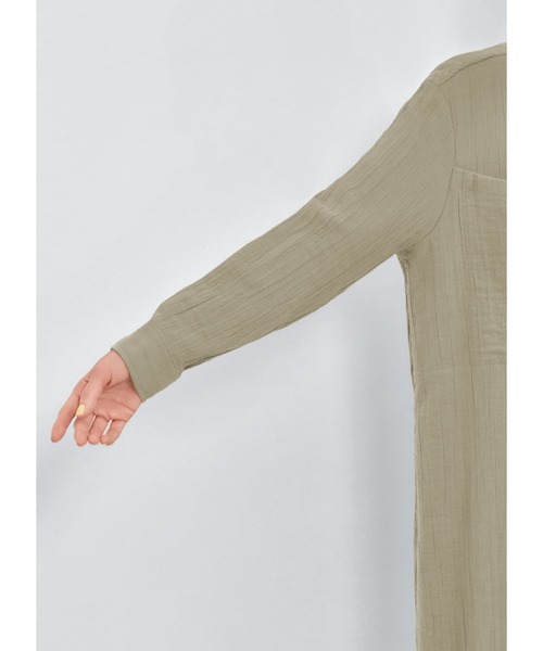 STYLE DELI（スタイルデリ）の「リラックスワッシャーガーゼシャツワンピース（ワンピース・レディース・ライトブラウン/セージグリーン・01/02）」の11枚目の写真