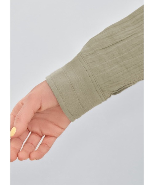 STYLE DELI（スタイルデリ）の「リラックスワッシャーガーゼシャツワンピース（ワンピース・レディース・ライトブラウン/セージグリーン・01/02）」の12枚目の写真