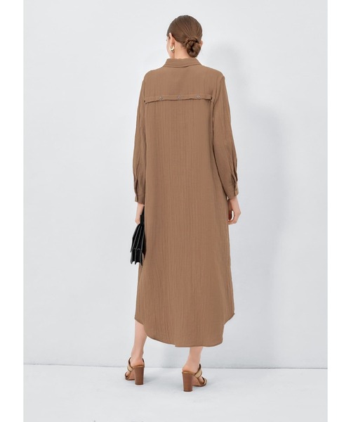 STYLE DELI（スタイルデリ）の「リラックスワッシャーガーゼシャツワンピース（ワンピース・レディース・ライトブラウン/セージグリーン・01/02）」の21枚目の写真