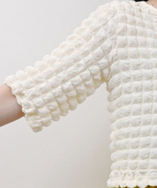 STYLEBLOCK（スタイルブロック）の「ポコポコハーフスリーブプルオーバー（Tシャツ/カットソー・レディース・イエロー/ブルー/ピンク/ブラック/グリーン/アイボリー・M）」の10枚目の写真