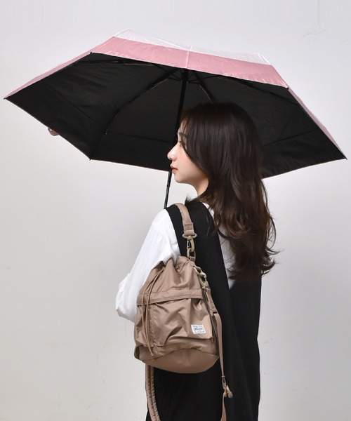 Waterfront（ウォーターフロント）の「折傘　自動開閉 UVブロック 55　ツートン（折りたたみ傘・レディース・ピンク系その他/ホワイト×ブラウン/ホワイト×ピンク/ブラウン系1/ホワイト×ネイビー/ネイビー×ホワイト・FREE）」の2枚目の写真