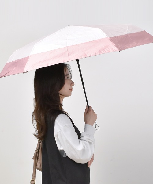 Waterfront（ウォーターフロント）の「折傘　自動開閉 UVブロック 55　ツートン（折りたたみ傘・レディース・ピンク系その他/ホワイト×ブラウン/ホワイト×ピンク/ブラウン系1/ホワイト×ネイビー/ネイビー×ホワイト・FREE）」の20枚目の写真