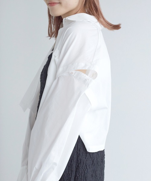 w closet（ダブルクローゼット）の「【2WAY】クロップドシャツ（シャツ/ブラウス・レディース・オフホワイト/サックスブルー/ストライプ・FREE）」の17枚目の写真