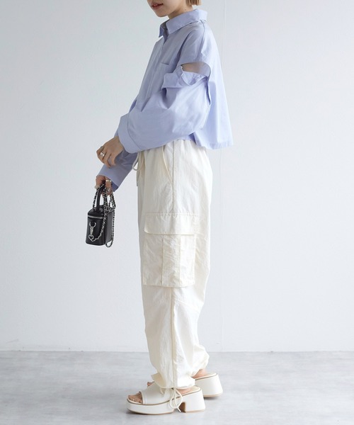 w closet（ダブルクローゼット）の「【2WAY】クロップドシャツ（シャツ/ブラウス・レディース・オフホワイト/サックスブルー/ストライプ・FREE）」の14枚目の写真