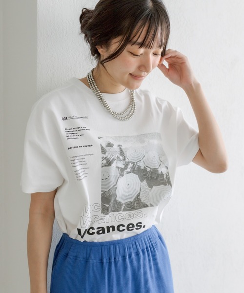 PUAL CE CIN(ピュアルセシン)の「フォトプリントTシャツ(Tシャツ/カットソー・レディース・オフホワイト/ライトグレー/ベージュ・FREE)」の4枚目の写真