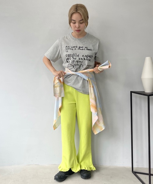 SANSeLF（サンセルフ）の「ハンドライティングTシャツ【SANSeLF】 sanw23s036（Tシャツ/カットソー・レディース・ホワイト/ベージュ/ブラック/グレー・FREE）」の21枚目の写真