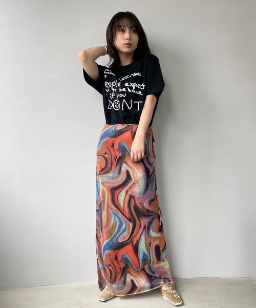 SANSeLF（サンセルフ）の「ハンドライティングTシャツ【SANSeLF】 sanw23s036（Tシャツ/カットソー・レディース・ホワイト/ベージュ/ブラック/グレー・FREE）」の17枚目の写真