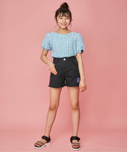 JENNI love(ジェニィラブ)の「ハイウエストフリンジショーパン(デニムパンツ・キッズ・ブラック/オフホワイト/サックスブルー・160cm/140cm/150cm/130cm)」の11枚目の写真