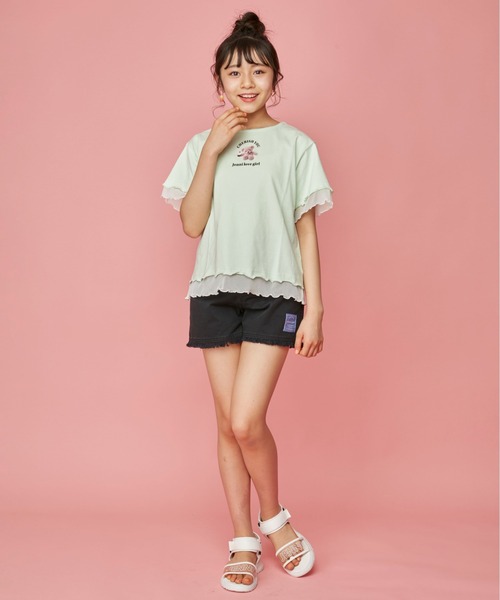 JENNI love(ジェニィラブ)の「ハイウエストフリンジショーパン(デニムパンツ・キッズ・ブラック/オフホワイト/サックスブルー・160cm/140cm/150cm/130cm)」の4枚目の写真