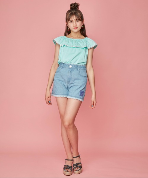 JENNI love(ジェニィラブ)の「ハイウエストフリンジショーパン(デニムパンツ・キッズ・ブラック/オフホワイト/サックスブルー・160cm/140cm/150cm/130cm)」の14枚目の写真