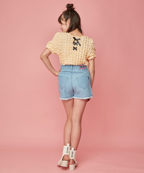 JENNI love(ジェニィラブ)の「ハイウエストフリンジショーパン(デニムパンツ・キッズ・ブラック/オフホワイト/サックスブルー・160cm/140cm/150cm/130cm)」の8枚目の写真