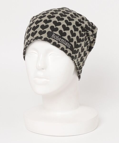 BOHEMIANS（ボヘミアンズ）の「BOHEMIANS/ボヘミアンズ　2TONE HART WATCH CAP 2トーンハートワッチキャップ（ニットキャップ/ビーニー・メンズ・ブルー系その他5/ブラック・S）」の2枚目の写真