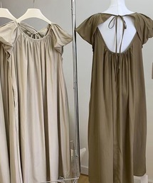 YUGA_YGMC バックオープン パフスリーブ Aラインワンピース