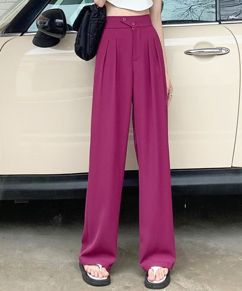 Dewlily（デューリリー）の「ロングタックパンツ（その他パンツ・レディース・ピンク/ホワイト/ブラック/ベージュ・M/L/XL）」の4枚目の写真