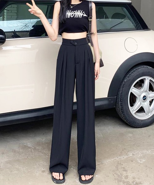 Dewlily（デューリリー）の「ロングタックパンツ（その他パンツ・レディース・ピンク/ホワイト/ブラック/ベージュ・M/L/XL）」の9枚目の写真