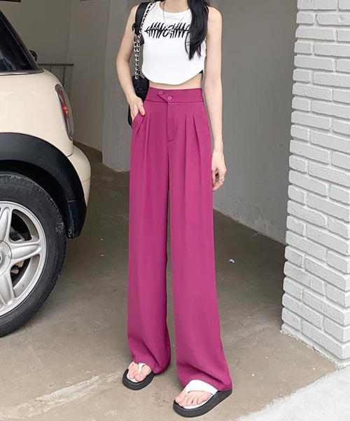 Dewlily（デューリリー）の「ロングタックパンツ（その他パンツ・レディース・ピンク/ホワイト/ブラック/ベージュ・M/L/XL）」の5枚目の写真