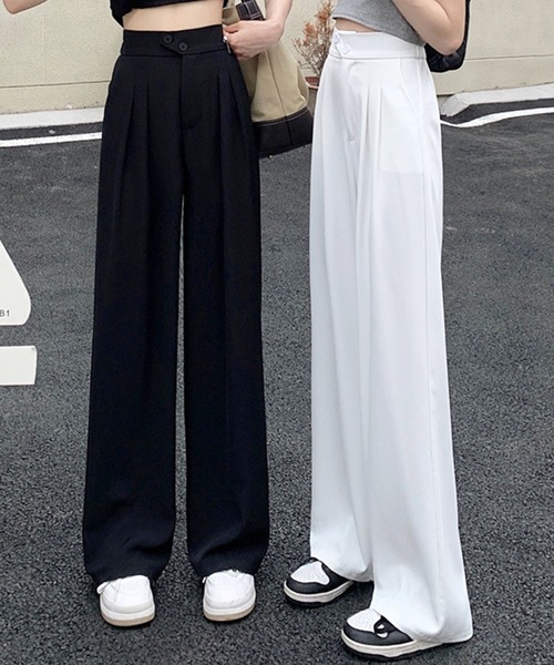 Dewlily（デューリリー）の「ロングタックパンツ（その他パンツ・レディース・ピンク/ホワイト/ブラック/ベージュ・M/L/XL）」の7枚目の写真