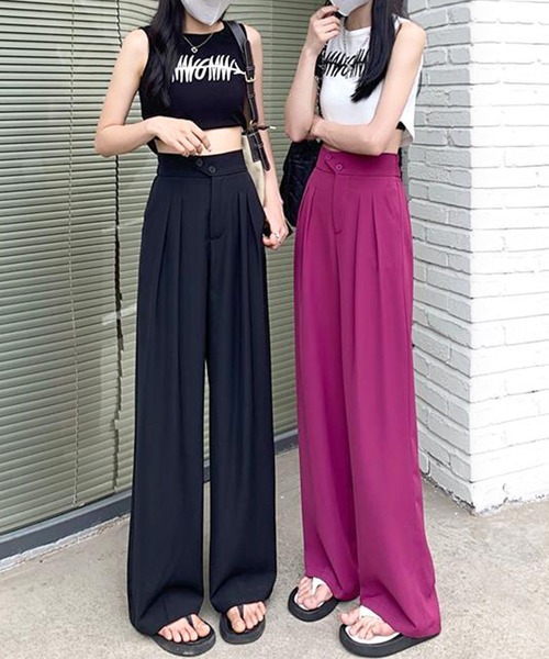 Dewlily（デューリリー）の「ロングタックパンツ（その他パンツ・レディース・ピンク/ホワイト/ブラック/ベージュ・M/L/XL）」の14枚目の写真