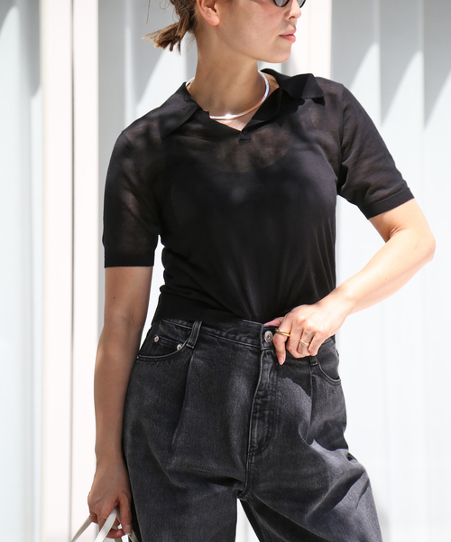 Deuxieme Classe(ドゥーズィエムクラス)の「*Cotton Poloshirt ニット(ニット/セーター・レディース・ブラック・FREE)」の11枚目の写真