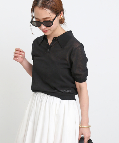 Deuxieme Classe(ドゥーズィエムクラス)の「*Cotton Poloshirt ニット(ニット/セーター・レディース・ブラック・FREE)」の16枚目の写真