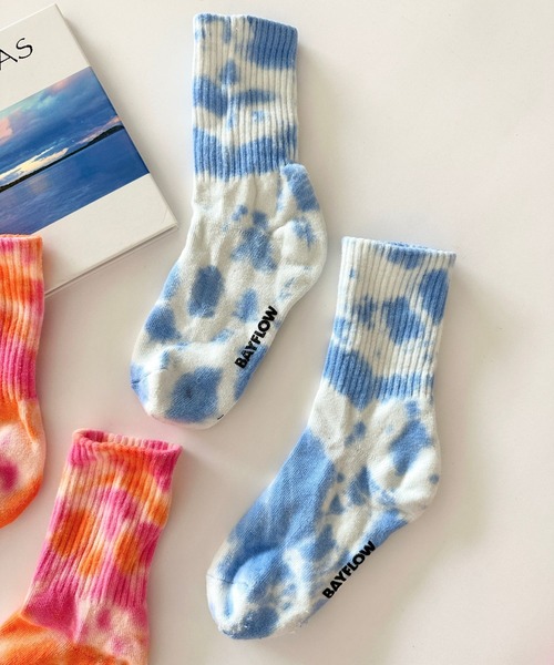 BAYFLOW（ベイフロー）の「タイダイソックス(KIDS)（ソックス/靴下・キッズ・ブルー/ピンク/その他1/パープル/その他2・MEDIUM/LARGE）」の2枚目の写真