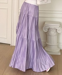 レディース ロング丈ティアードプリーツスカート