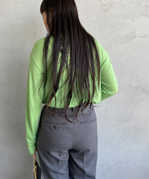 JEANS FACTORY Clothes（ジーンズファクトリークローズ）の「[Jeans Factory Clothes/ジーンズファクトリークローズ] クルーネック シアーTシャツ（Tシャツ/カットソー・レディース・ブルー/グリーン/グレイッシュベージュ/オフホワイト/ブラック/ライトグレー/ピンク・F）」の21枚目の写真