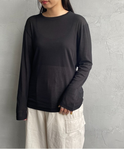 JEANS FACTORY Clothes（ジーンズファクトリークローズ）の「[Jeans Factory Clothes/ジーンズファクトリークローズ] クルーネック シアーTシャツ（Tシャツ/カットソー・レディース・ブルー/グリーン/グレイッシュベージュ/オフホワイト/ブラック/ライトグレー/ピンク・F）」の14枚目の写真