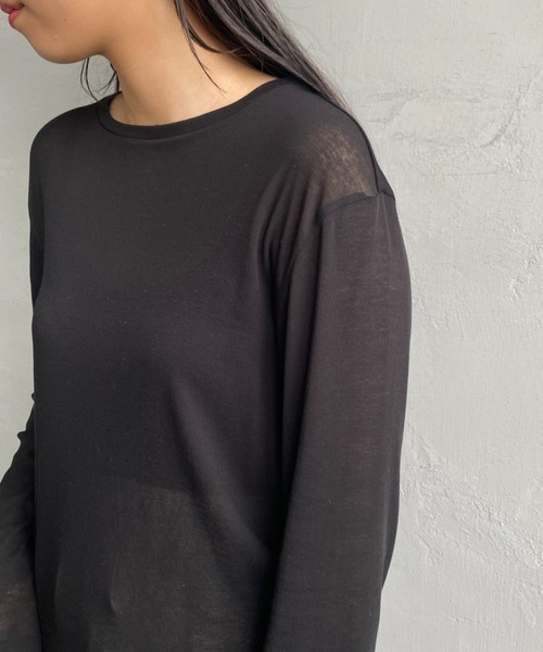 JEANS FACTORY Clothes（ジーンズファクトリークローズ）の「[Jeans Factory Clothes/ジーンズファクトリークローズ] クルーネック シアーTシャツ（Tシャツ/カットソー・レディース・ブルー/グリーン/グレイッシュベージュ/オフホワイト/ブラック/ライトグレー/ピンク・F）」の17枚目の写真