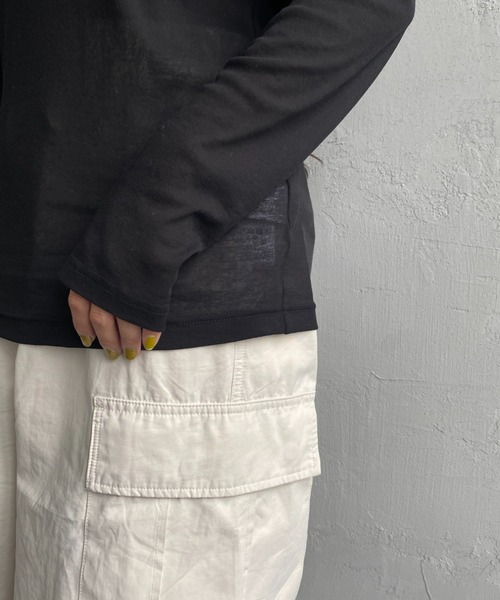 JEANS FACTORY Clothes（ジーンズファクトリークローズ）の「[Jeans Factory Clothes/ジーンズファクトリークローズ] クルーネック シアーTシャツ（Tシャツ/カットソー・レディース・ブルー/グリーン/グレイッシュベージュ/オフホワイト/ブラック/ライトグレー/ピンク・F）」の18枚目の写真