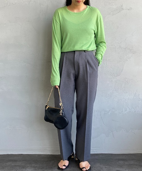 JEANS FACTORY Clothes（ジーンズファクトリークローズ）の「[Jeans Factory Clothes/ジーンズファクトリークローズ] クルーネック シアーTシャツ（Tシャツ/カットソー・レディース・ブルー/グリーン/グレイッシュベージュ/オフホワイト/ブラック/ライトグレー/ピンク・F）」の9枚目の写真