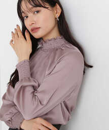 NATURAL BEAUTY BASIC | ◇シャーリングネックブラウス(シャツ/ブラウス)