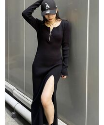 EVRIS（エヴリス）の「ディープスリットニットワンピース（ワンピース）」