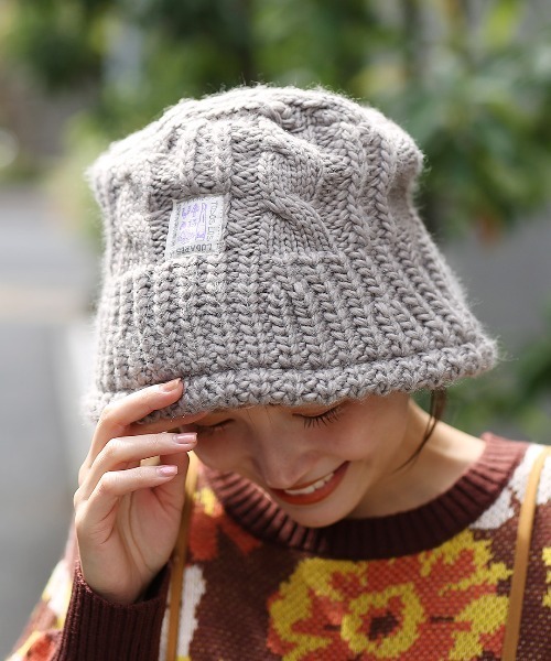 チチカカ（チチカカ）の「裏ボアニットバケットハット（ハット・レディース・ブラック/アイボリー/グレー・FREE）」の2枚目の写真