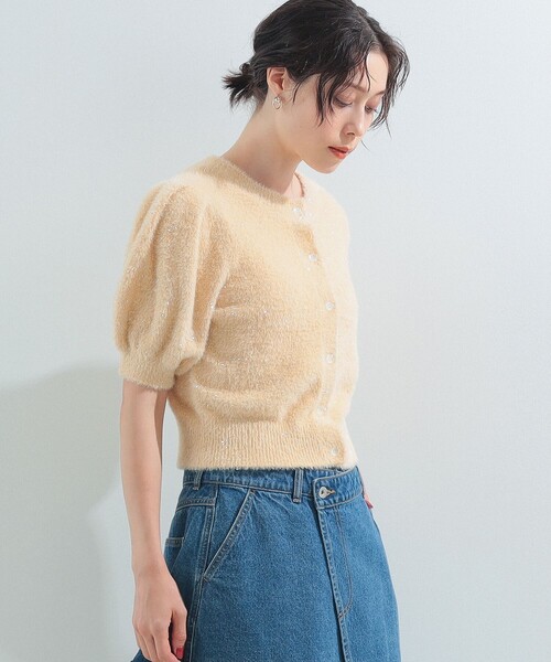 RayBEAMS/フェザーラメパフスリーブカーディガン