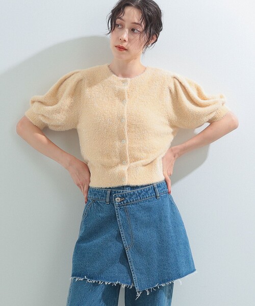 RayBEAMS/フェザーラメパフスリーブカーディガン