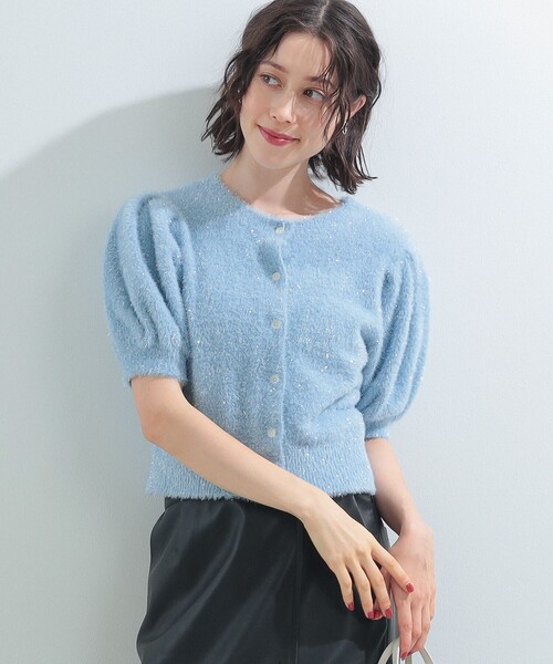 RayBEAMS/フェザーラメパフスリーブカーディガン