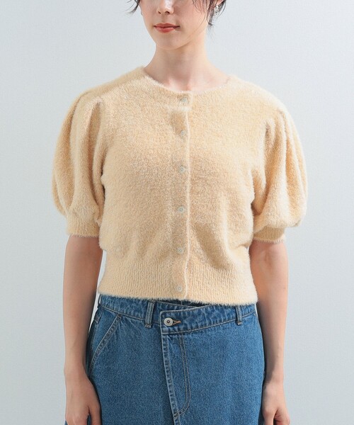 RayBEAMS/フェザーラメパフスリーブカーディガン