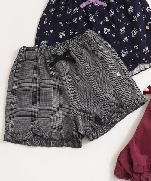 apres les cours（アプレレクール）の「裾フリルショートパンツ（その他パンツ・キッズ・その他3/エンジ/チェック/ブラウン・100/110/130/140/120/80/90）」の4枚目の写真