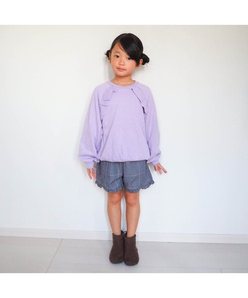 apres les cours（アプレレクール）の「裾フリルショートパンツ（その他パンツ・キッズ・その他3/エンジ/チェック/ブラウン・100/110/130/140/120/80/90）」の5枚目の写真