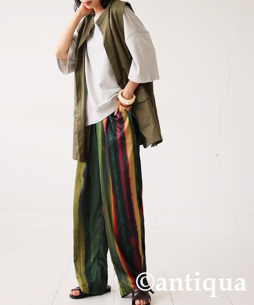 antiqua(アンティカ)の「レトロ柄テーパードパンツ(その他パンツ・レディース・ブルー/イエロー・FREE)」の4枚目の写真