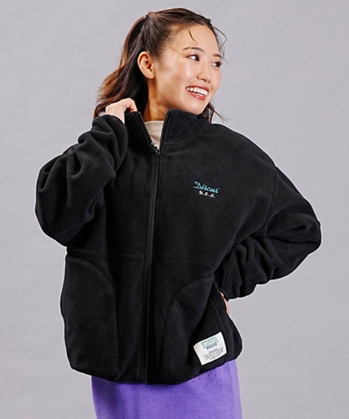 DISCUS ATHLETIC（ディスカス　アスレチック）の「DISCUS ATHLETIC/ディスカスアスレチック フリースジャケット フルジップ ハイネックジャケット 3487-8970（その他アウター・レディース・アイボリー/ブラック/グレー・M/L）」の3枚目の写真