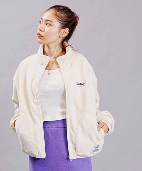 DISCUS ATHLETIC（ディスカス　アスレチック）の「DISCUS ATHLETIC/ディスカスアスレチック フリースジャケット フルジップ ハイネックジャケット 3487-8970（その他アウター・レディース・アイボリー/ブラック/グレー・M/L）」の5枚目の写真