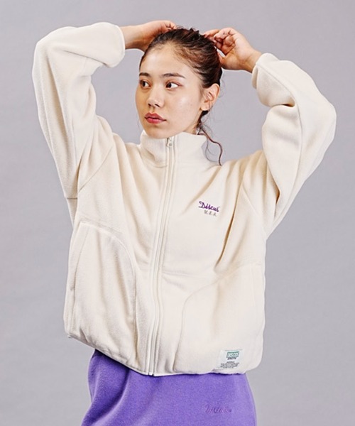 DISCUS ATHLETIC（ディスカス　アスレチック）の「DISCUS ATHLETIC/ディスカスアスレチック フリースジャケット フルジップ ハイネックジャケット 3487-8970（その他アウター・レディース・アイボリー/ブラック/グレー・M/L）」の4枚目の写真