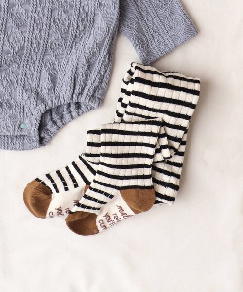 apres les cours（アプレレクール）の「バイカラーワッフルタイツ（その他ベビーウェア・キッズ・カーキ/ラベンダー/アイボリー/その他2/マスタード・80）」の5枚目の写真