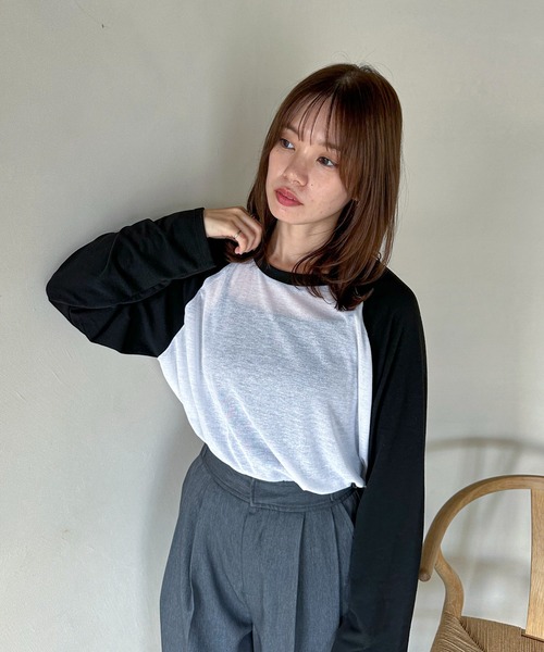 feepur（フェピュール）の「ラグランシアーロンTee（Tシャツ/カットソー・レディース・オフホワイト/グレー・MEDIUM）」の21枚目の写真