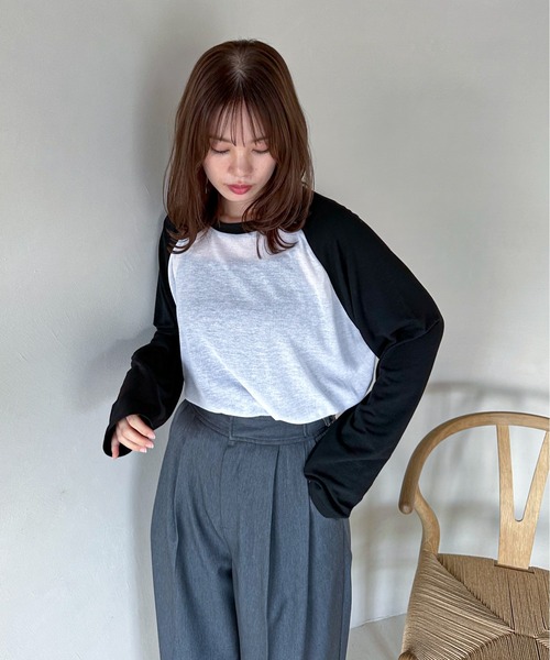 feepur（フェピュール）の「ラグランシアーロンTee（Tシャツ/カットソー・レディース・オフホワイト/グレー・MEDIUM）」の22枚目の写真